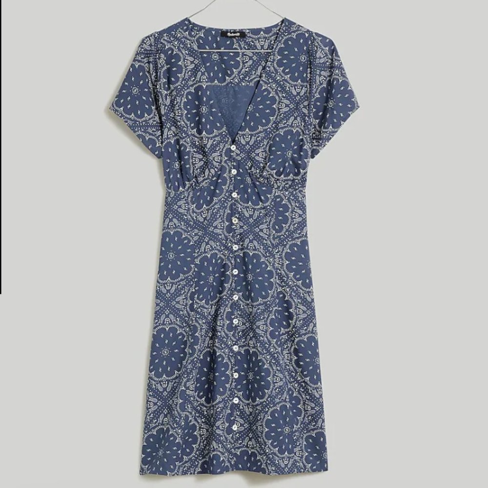 NWT * Madewell * Shirred Button-Front Mini Dress * Nighttime * Size 6